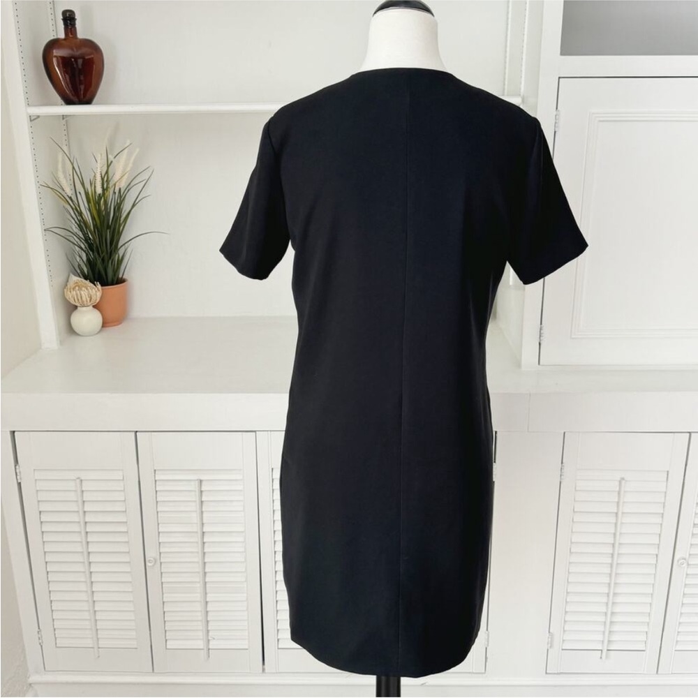 T By Alexander Wang V-Neck Short Sleeve Shift Mini Black Dress Women’s Size 4 - Picture 14 of 14